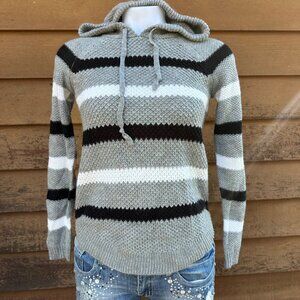 Cloud Chaser Striped Hooded Knit Sweater Womens S Acrylic/Polyester Blend